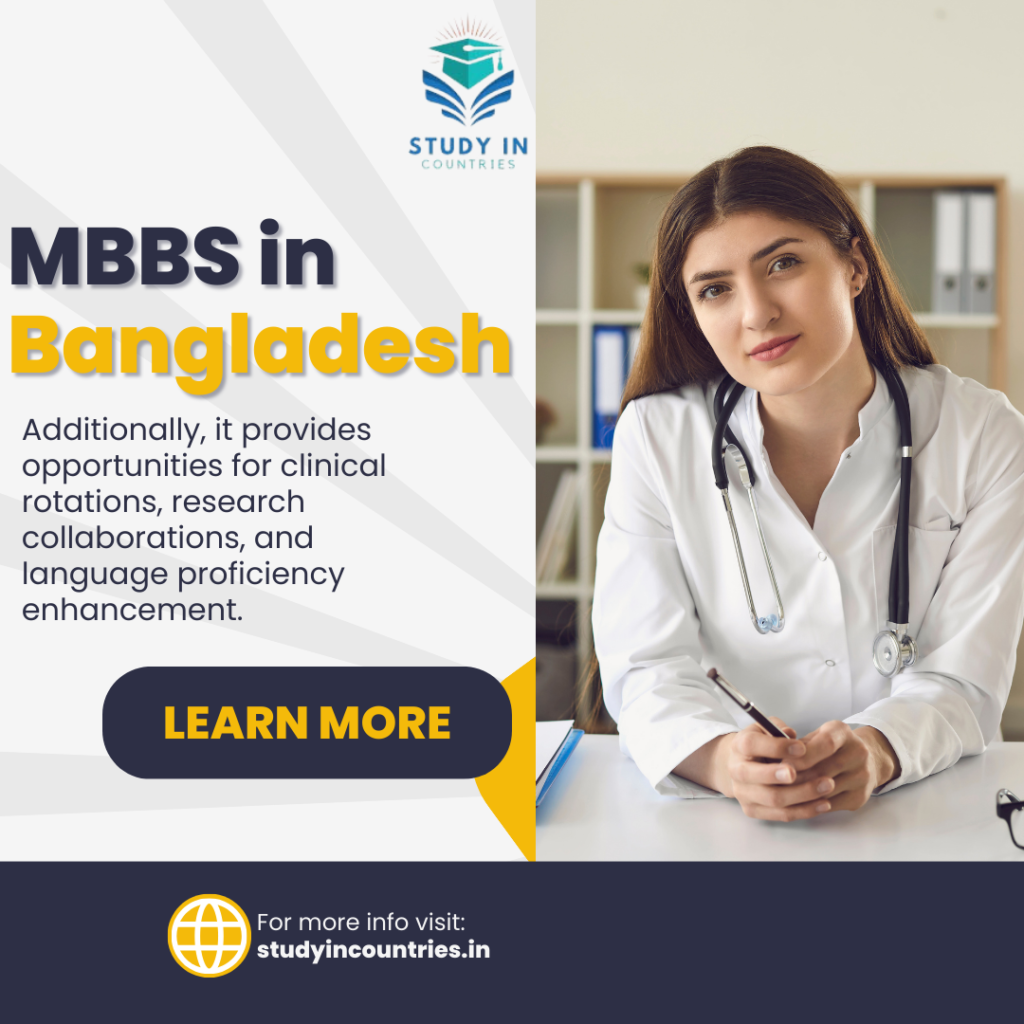 a DOCTOR in a white lab coat is sitting at a desk and telling about MBBS in Bangladesh
